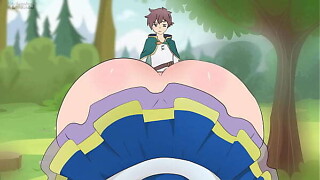 Aqua Wore a petticoat that was Also short to entice Kazuma/Hentai/Cartoon/Parody/God&amp_apos_s Blessing On This Priceless Wold !