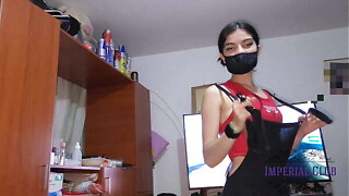 That babe tries on her underclothes in obverse of me so I have a right to fuck her and I fuck her trifle times