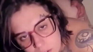 Geek young lady in spectacles fucking in from behind