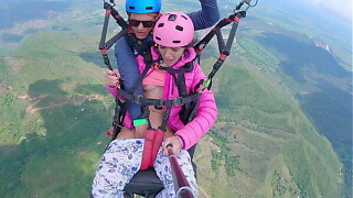 Soaked Twat SQUIRTING IN THE SKY 2200m Lofty In The Nebules whilst PARAGLIDING
