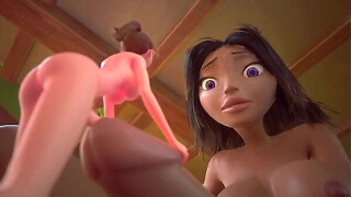 3DGSPOT - Miniature Meets Giant! Breasty Futanari Hottie Exercises Miniature Dark brown - Functionary TRAILER