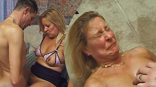 Giant squirting spunk fountain atop of a All red wife