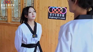 Hawt KongFu Oriental bitch tutor with petite love melons have a hardcore sex with large knob in the classroom