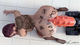 Extraordinary Monster Fake penis Anal Fuck Device Anal opening Stretching - 3D Animation.