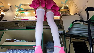 Alice checking diverse skirts for upskirt flashing