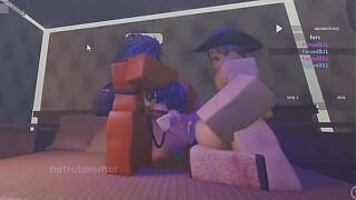ROBLOX: Lustful femboy receives meet drilled and gang group-fucked by 2 great rods