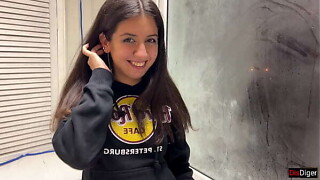 Lovable young lady at social evening suggested sex on balcony whilst her lover wasn&rsquo_t looking